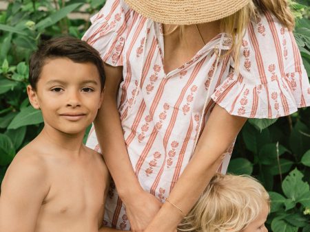 Cream Floral Striped Caftan Sale