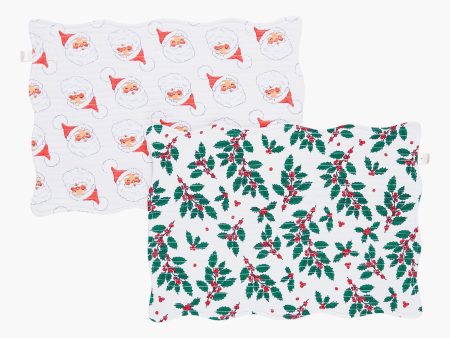 Gardenia Santas Quilted Reversible Placemats Set of 2 Online Sale