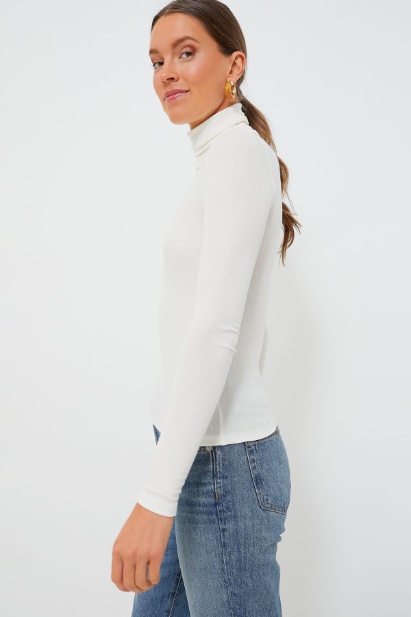 Antique White Lexi Rib Turtleneck For Sale