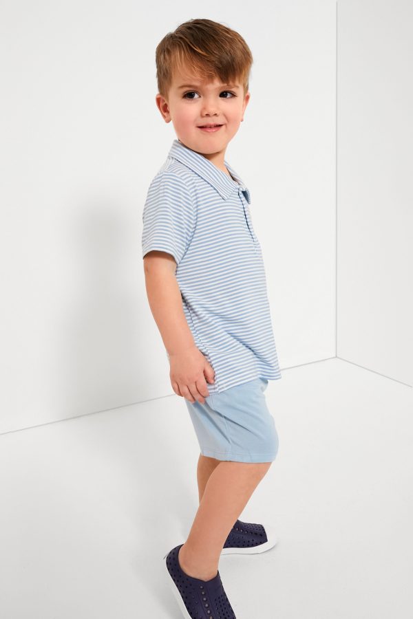 Blue Stripe Golf Polo Shirt and Short Set For Cheap