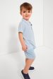 Blue Stripe Golf Polo Shirt and Short Set For Cheap