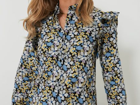 Blue & Yellow Floral Primrose Blouse Cheap