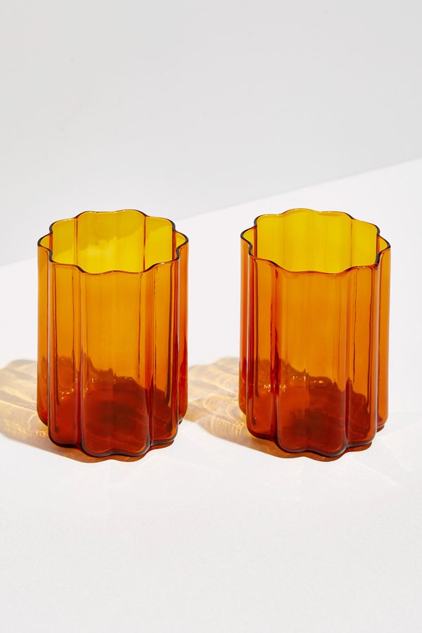 Amber Wave Glasses (Set of 2) Cheap