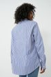 Blue and White Stripe Boyfriend Shirt For Discount