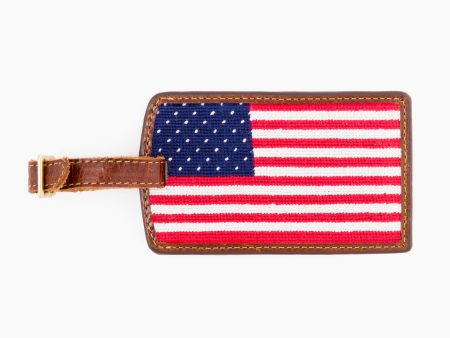 American Flag Needlepoint Luggage Tag Hot on Sale