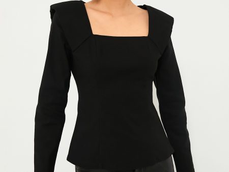 Black Long Sleeve Hepburn Blouse Online now