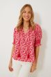 Red and Pink Floral V-Neck Colleen Blouse For Cheap