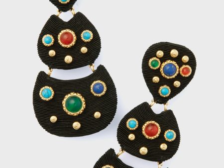 Black Gemstone Knox Earrings Hot on Sale