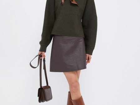 Brown Leather Meg Mini Skirt For Discount