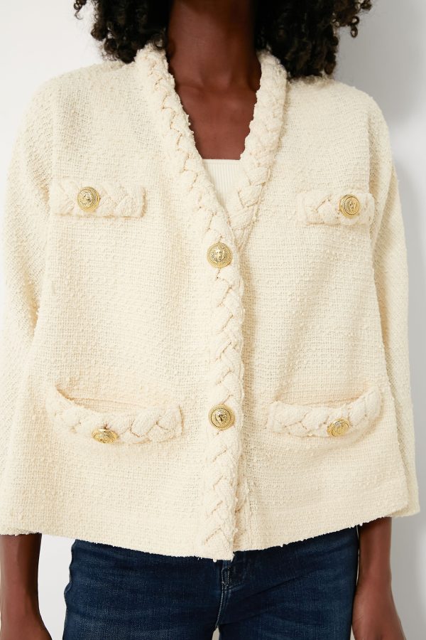 Pearl White Clodagh Tweed Jacket on Sale