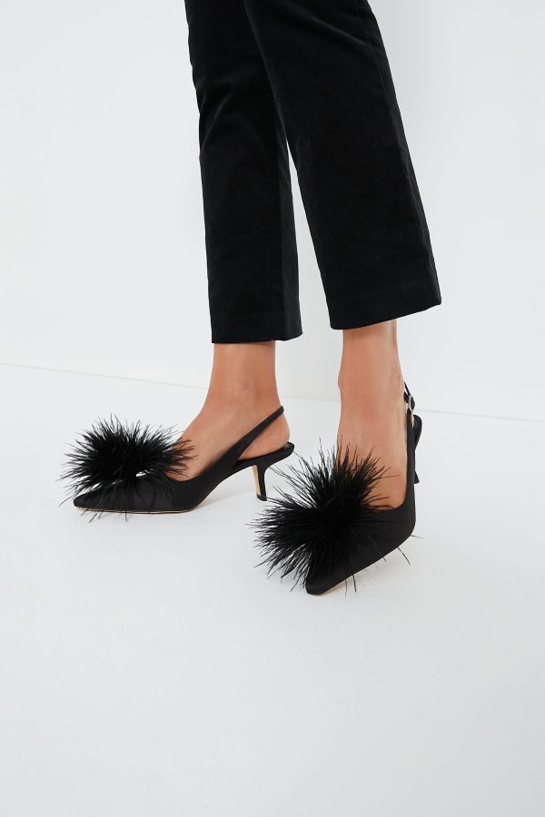 Black Bianka Feather Heels For Cheap