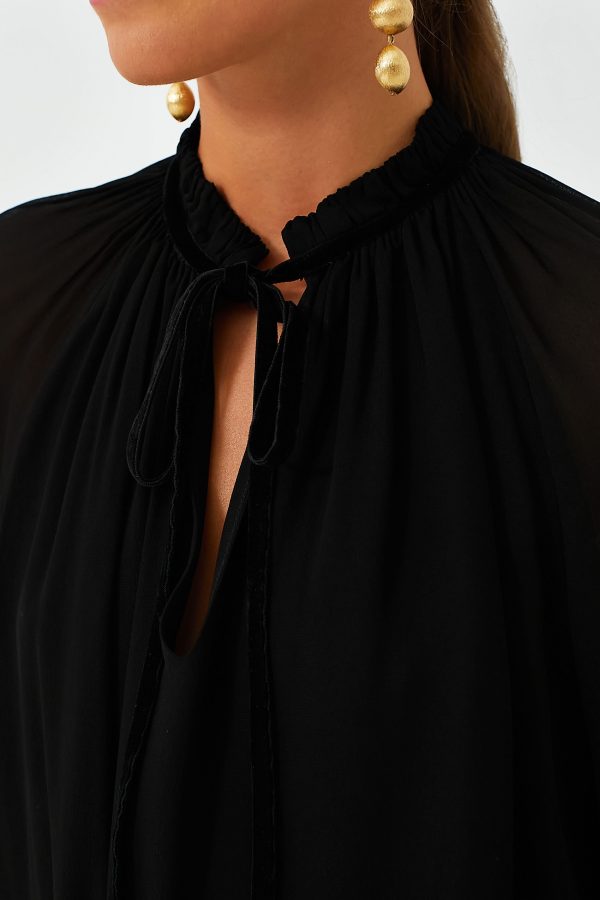 Black Allison Tie Blouse Fashion