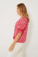 Red and Pink Floral V-Neck Colleen Blouse For Cheap