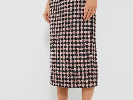 Dark Green and Pink Lorinda Heritage Wool Skirt Hot on Sale