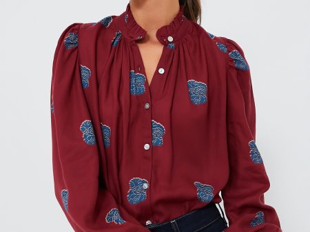 Red Burgundy Annabel Shirt Hot on Sale