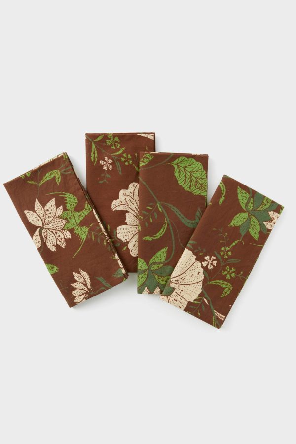 Woodland Floral Printed Napkins Set of 4 Hot on Sale