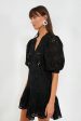 Black Eyelet Popover Flounce Mini Dress Online Hot Sale