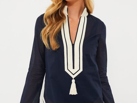 Navy Cotton Tory Tunic For Cheap