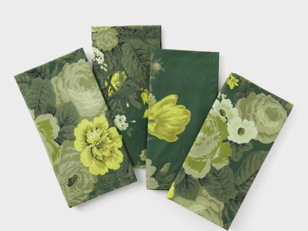 Verdant Floral Printed Napkins Set of 4 For Cheap