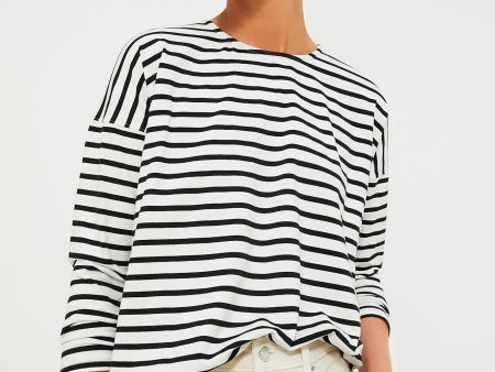 Black and White Stripe Kayne Tee Discount