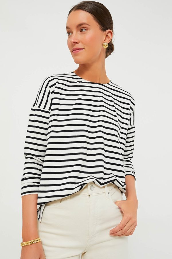 Black and White Stripe Kayne Tee Discount