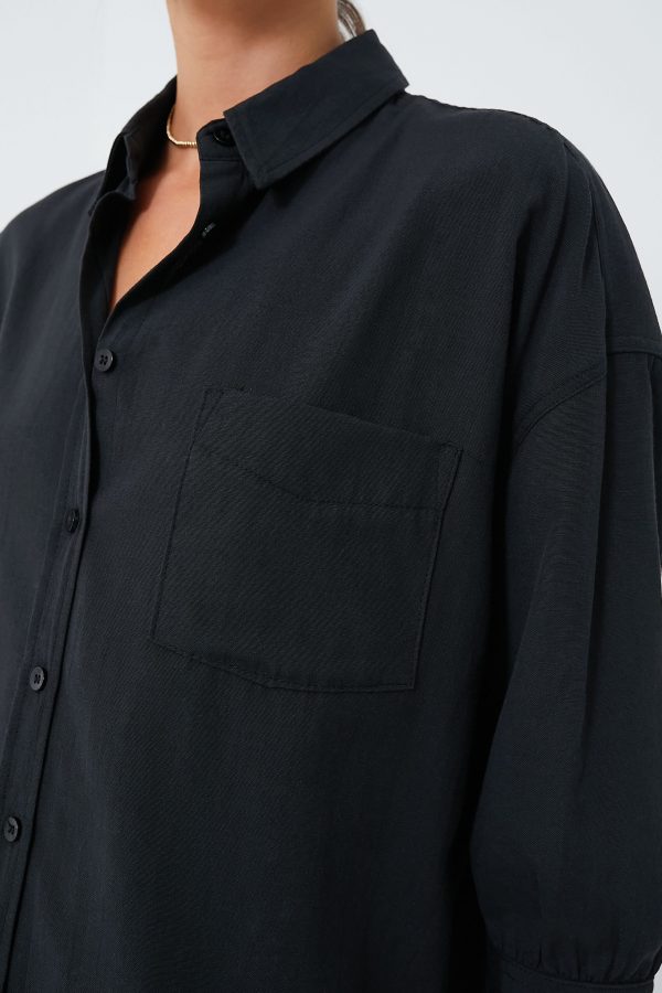 Black Adair Boyfriend Shirt Hot on Sale