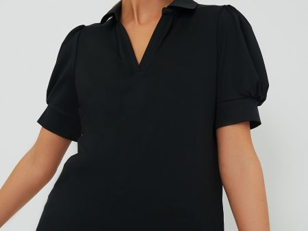 Black Puff Sleeve Caroline Polo Online Hot Sale