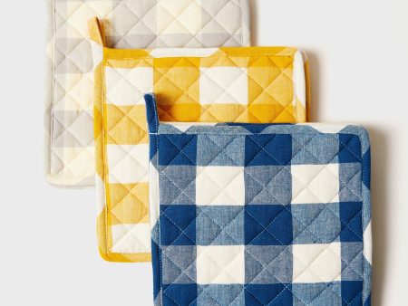 Ochre Gingham Potholder Hot on Sale