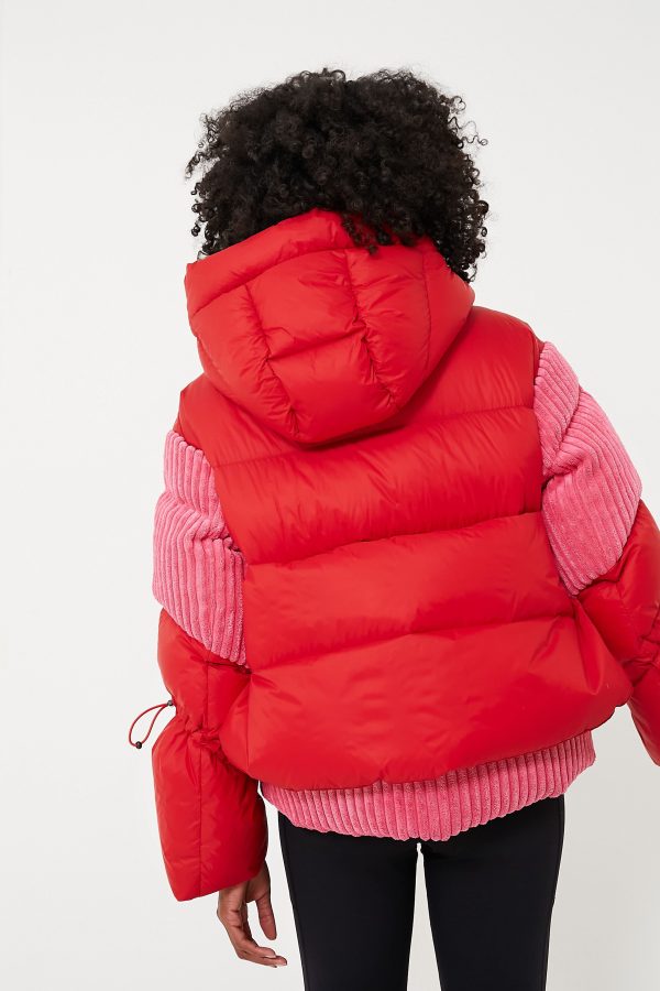 Azalea Pink and Red Zao Short Down Jacket Fashion