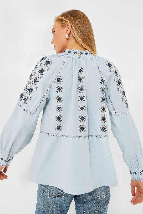 Blue Joana Blouse For Cheap