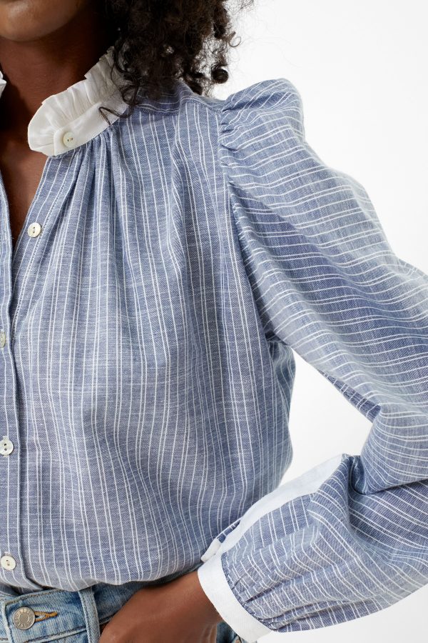 Blue Chambray Striped Annabel Shirt Online Hot Sale