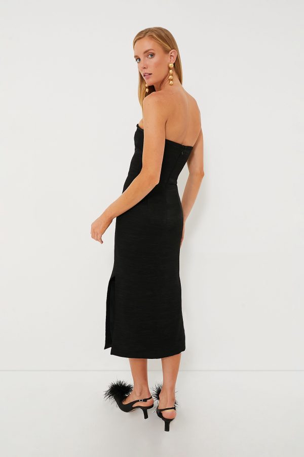 Black Sleeveless Sculpted Midi Dress Supply