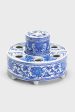 Blue and White 3 Piece Hand-Painted Floral Arranger For Cheap