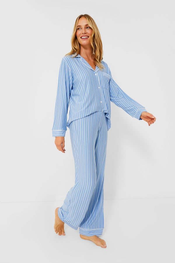 Blue Ivory Gisele Printed The Tencel Modal Long PJ Set For Cheap