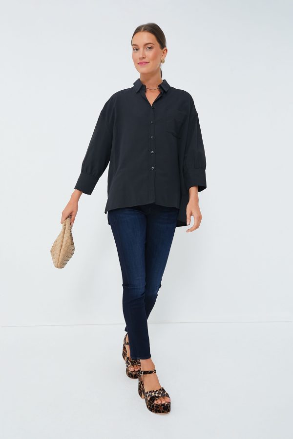 Black Adair Boyfriend Shirt Hot on Sale