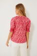 Red and Pink Floral V-Neck Colleen Blouse For Cheap