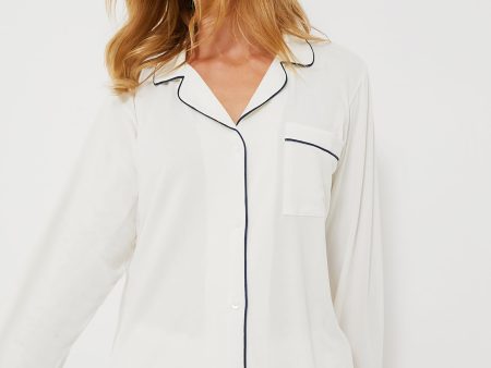 Ivory Gisele Long Sleeve Short PJ Set Hot on Sale