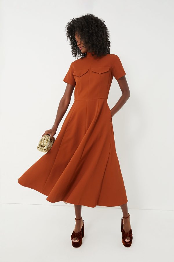 Amber Brown Catrina Double Crepe Dress Cheap