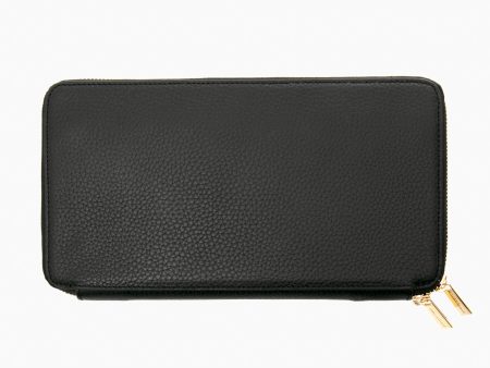 Black Pebble Leather Travel Wallet on Sale