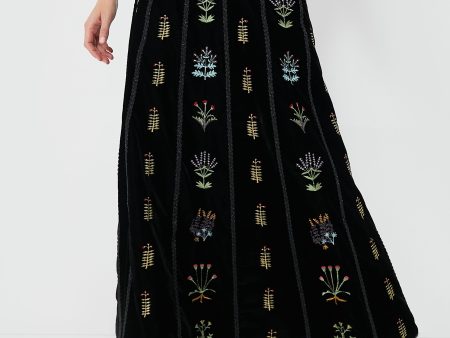 Black Camille Agra Embroidered Skirt Sale