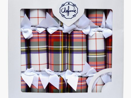 White Plaid Poppers Set of 6 on Sale