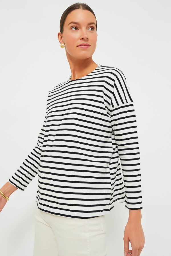 Black and White Stripe Kayne Tee Discount