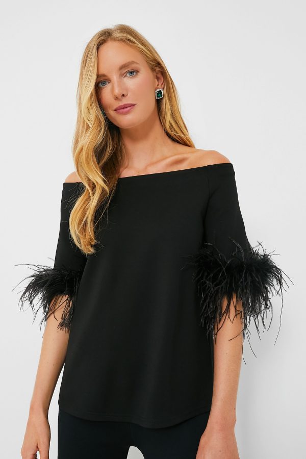 Black Feather Miranda Off The Shoulder Blouse Fashion