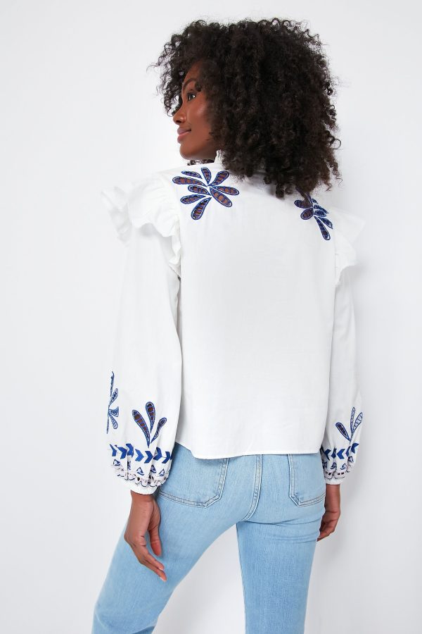 Soumy White Dilli Embroidered Blouse Online now