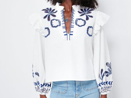 Soumy White Dilli Embroidered Blouse Online now