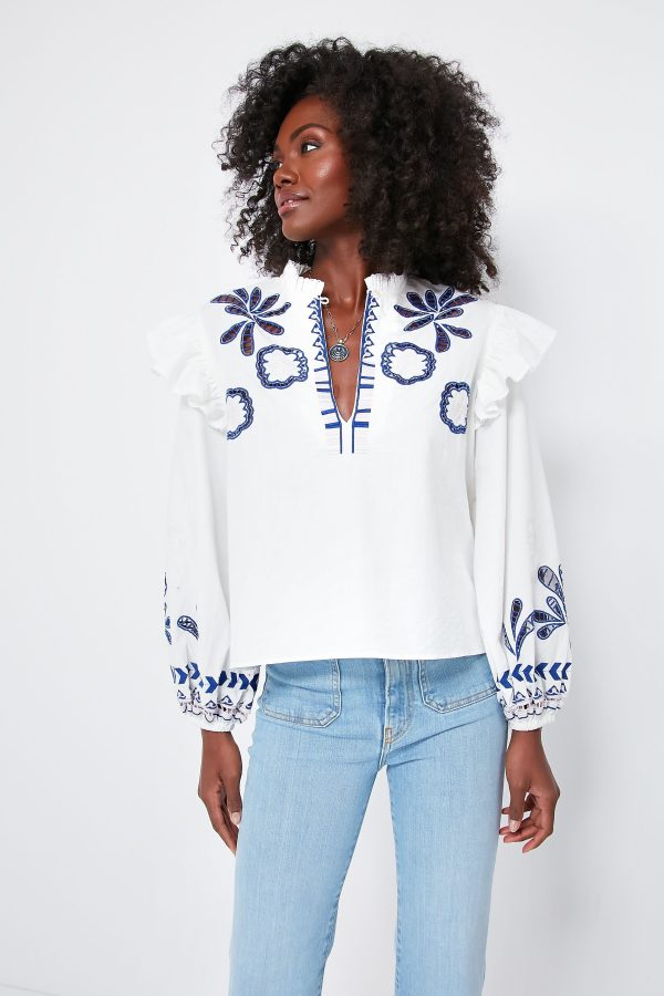 Soumy White Dilli Embroidered Blouse Online now