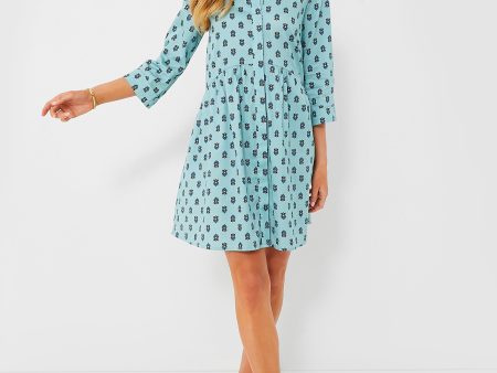 Slate Blue Half Drop Royal Shirt Dress on Sale