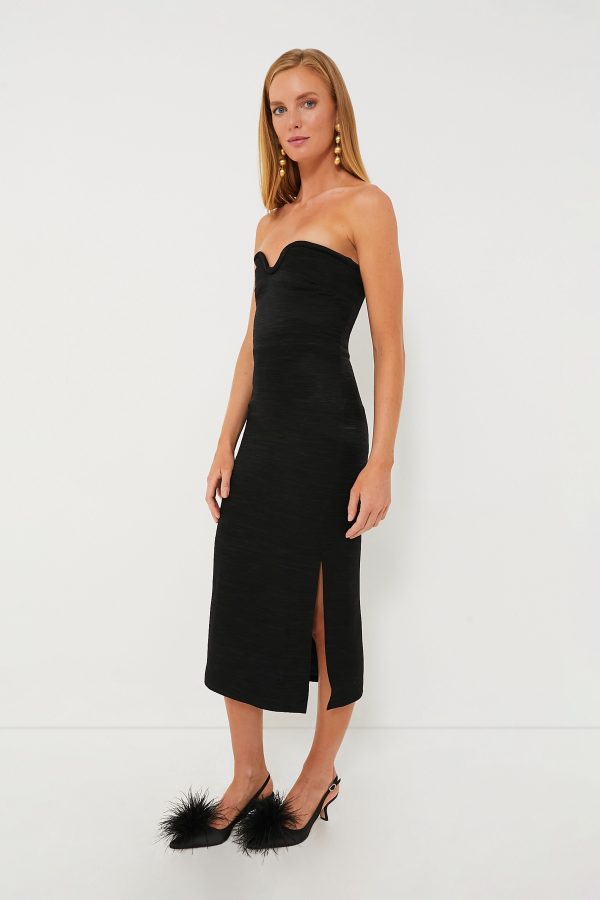 Black Sleeveless Sculpted Midi Dress Supply