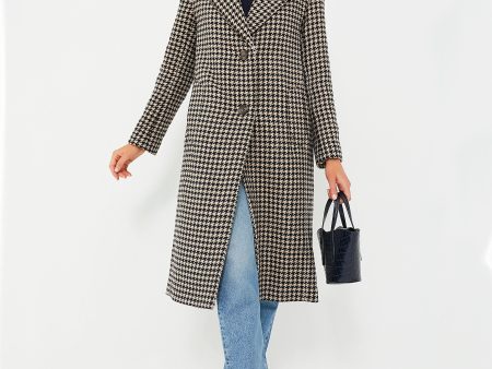 Light Fawn Houndstooth Angelina Wool Jacket on Sale