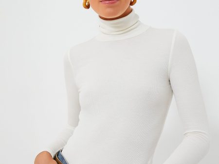 Antique White Lexi Rib Turtleneck For Sale